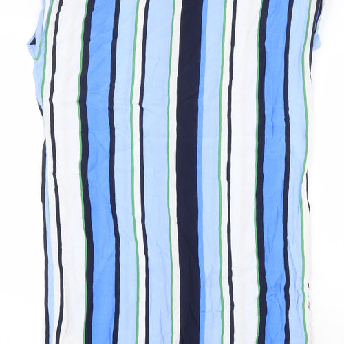 NEXT Womens Blue Striped Viscose Sheath Size 8 Boat Neck Pullover
