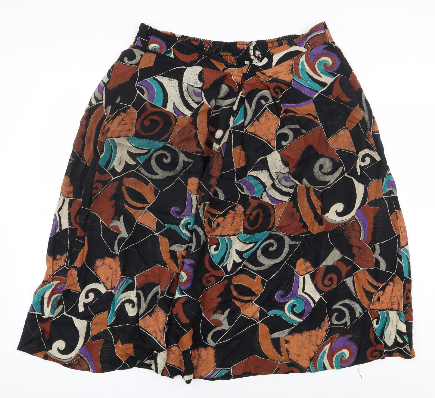 St Michael Womens Multicoloured Geometric Viscose A-Line Skirt Size 14