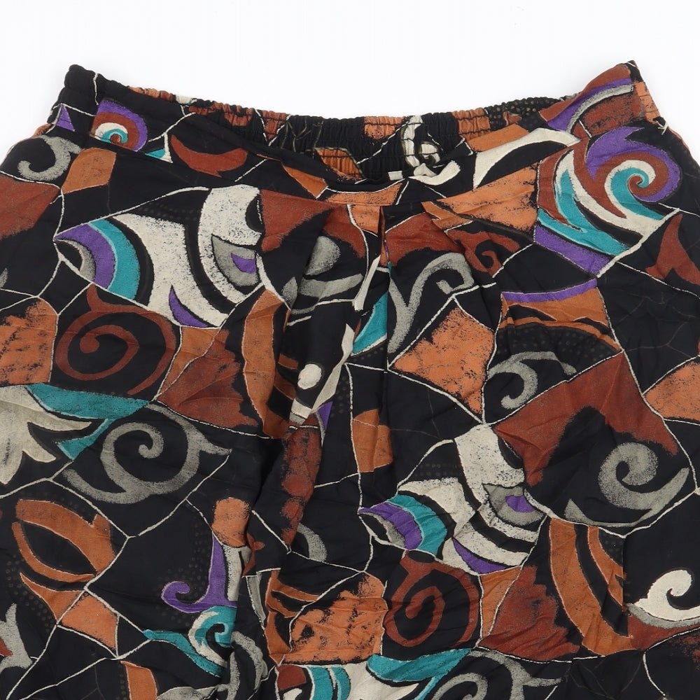 St Michael Womens Multicoloured Geometric Viscose A-Line Skirt Size 14