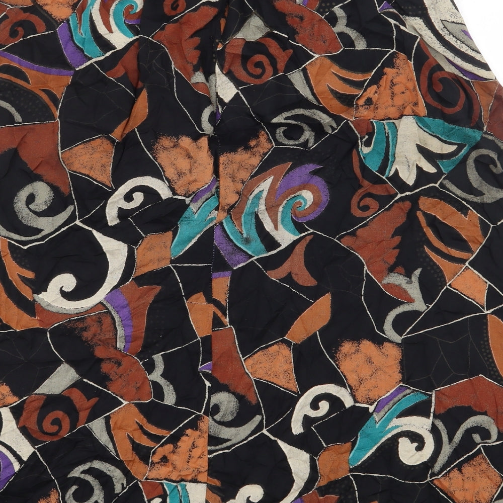 St Michael Womens Multicoloured Geometric Viscose A-Line Skirt Size 14