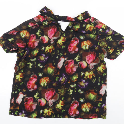 Julien Macdonald Womens Multicoloured Floral Polyester Basic Button-Up Size 14 Collared