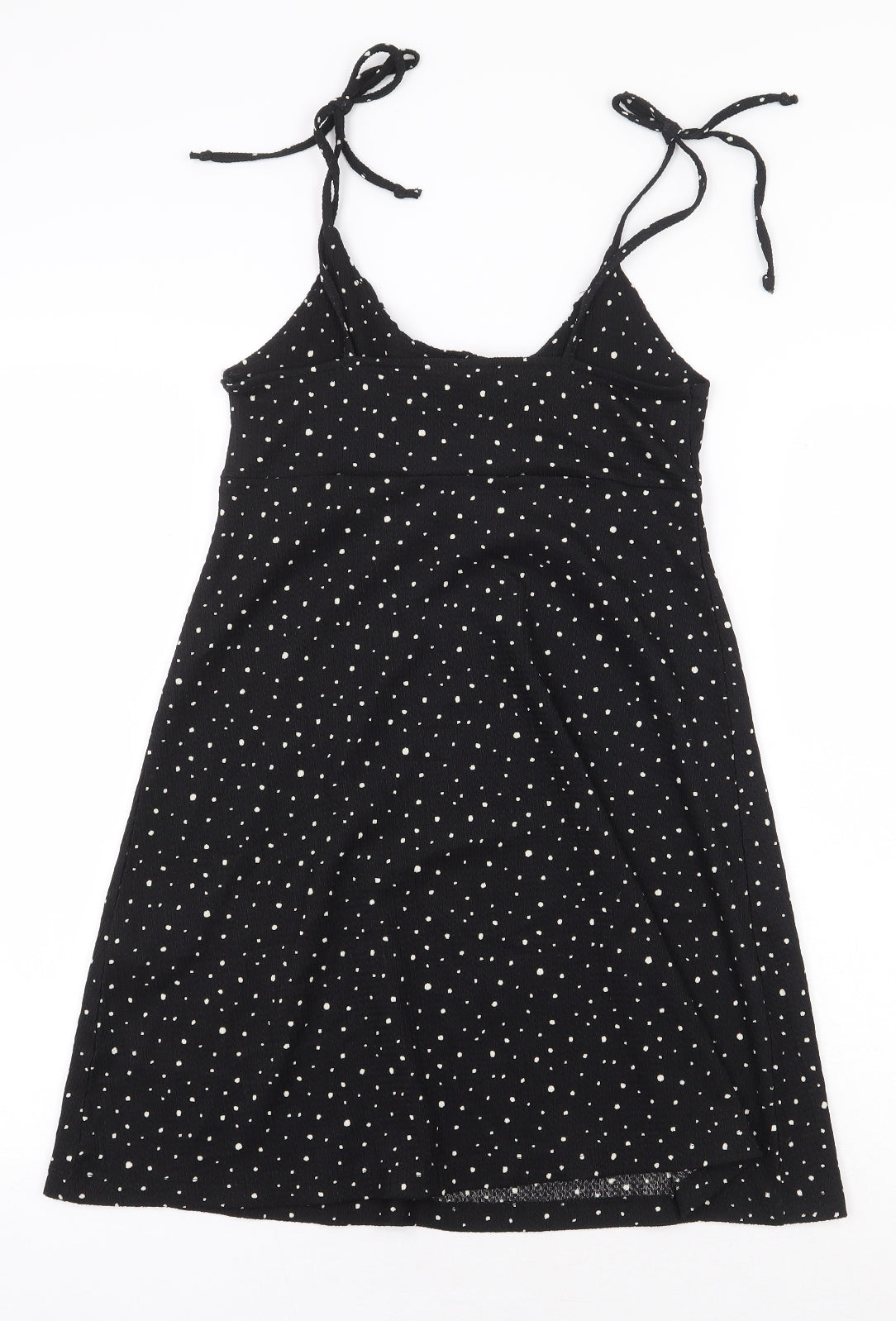 Topshop Womens Black Polka Dot Polyester A-Line Size 8 Boat Neck Pullover - Stars