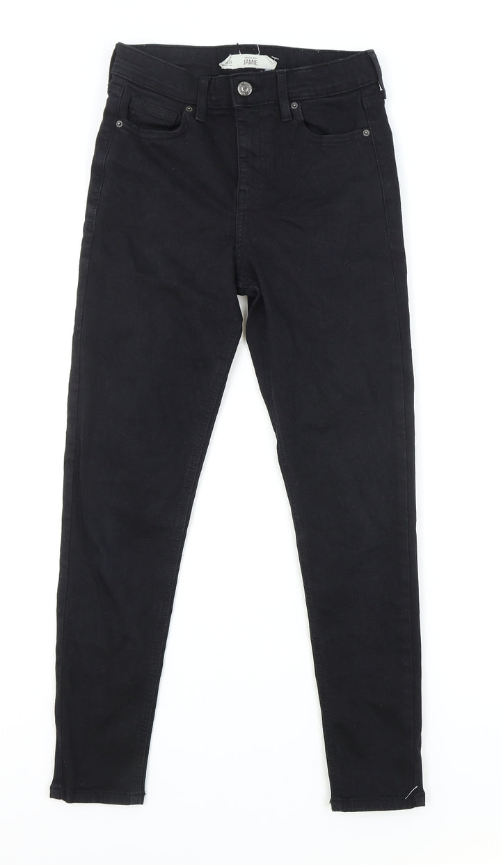 Topshop Womens Black Cotton Skinny Jeans Size 26 in L30 in Regular Zip