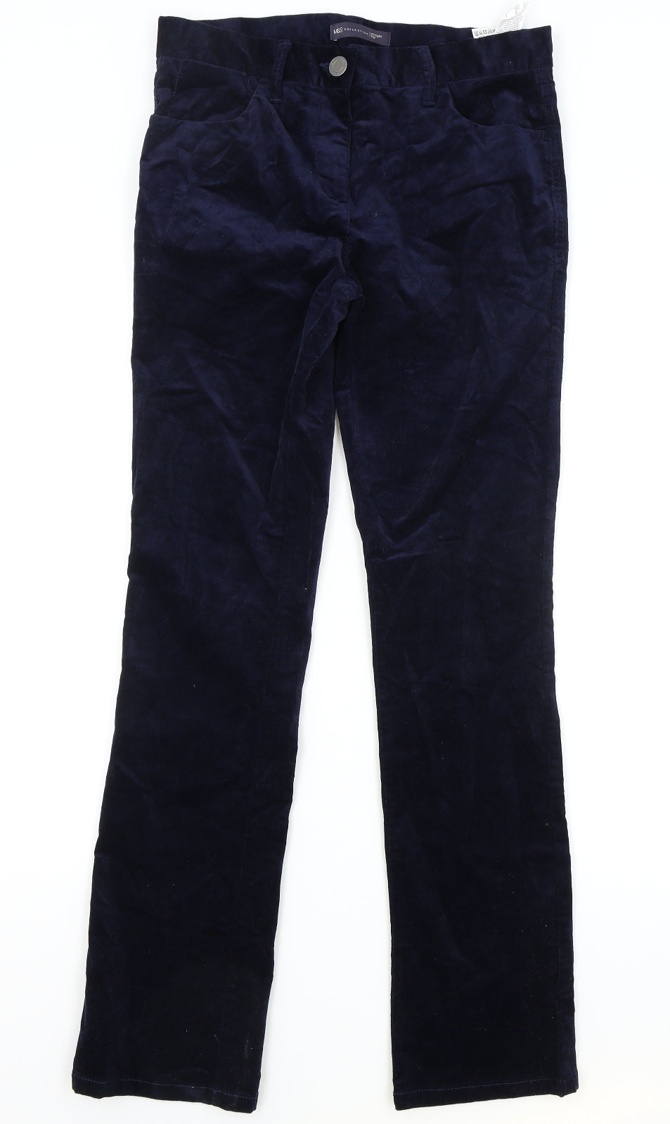 Marks and Spencer Womens Blue Cotton Straight Jeans Size 8 L31 in Regular Zip