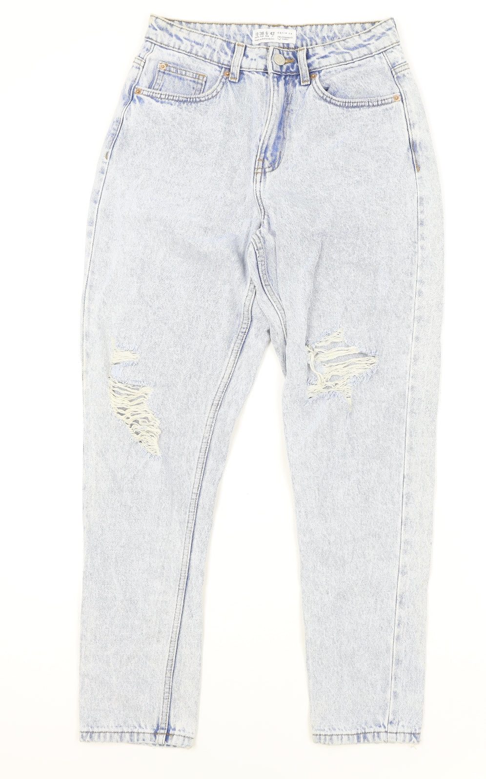 Primark Womens Blue Cotton Tapered Jeans Size 10 L28 in Regular Zip