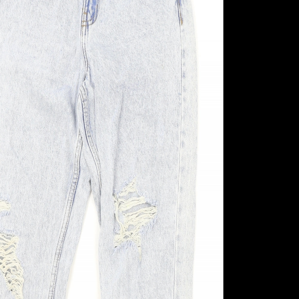 Primark Womens Blue Cotton Tapered Jeans Size 10 L28 in Regular Zip