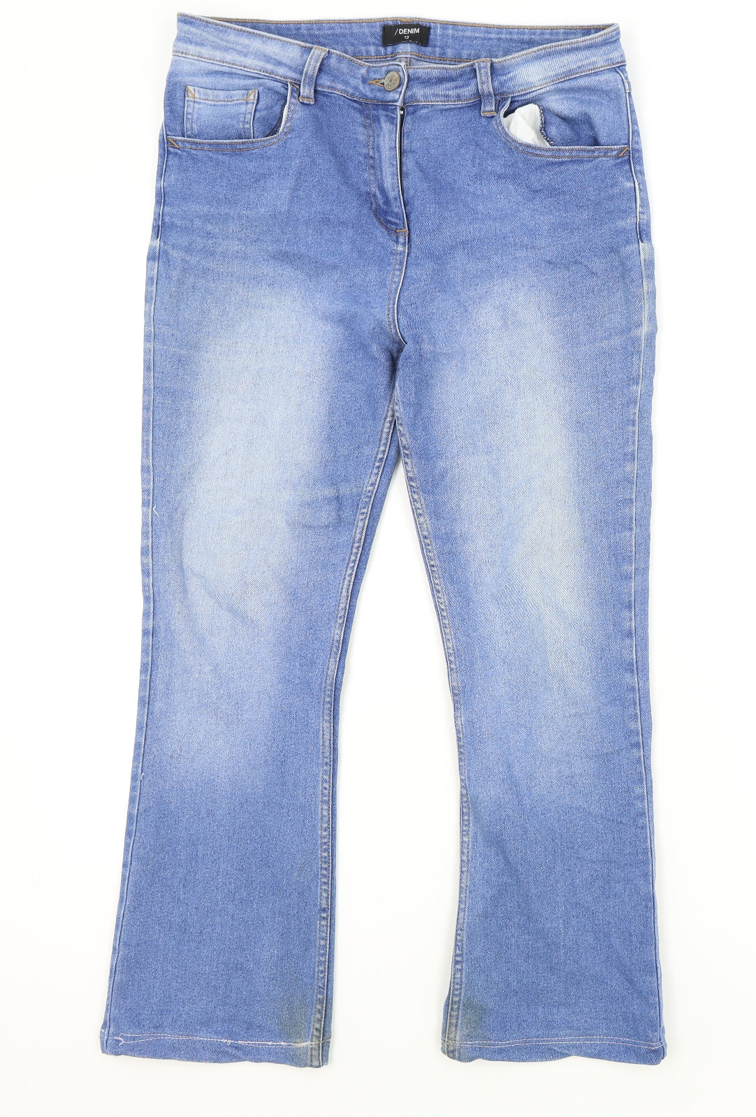 Papaya Womens Blue Cotton Bootcut Jeans Size 12 L26 in Regular Zip