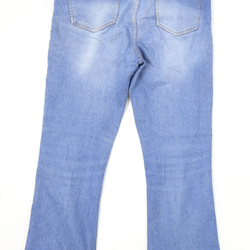 Papaya Womens Blue Cotton Bootcut Jeans Size 12 L26 in Regular Zip