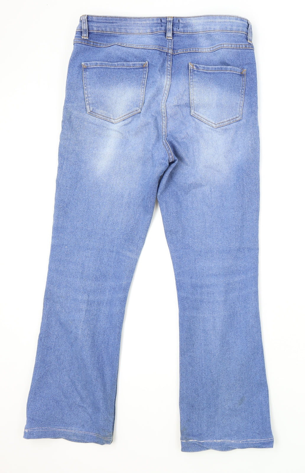 Papaya Womens Blue Cotton Bootcut Jeans Size 12 L26 in Regular Zip