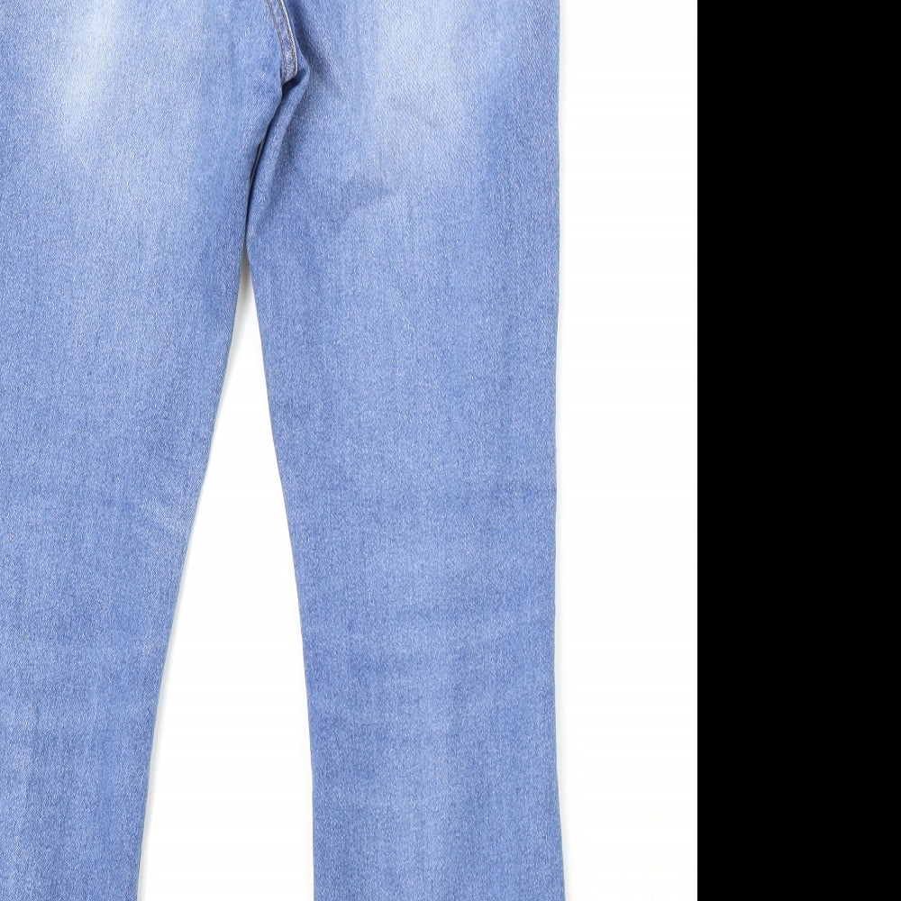 Papaya Womens Blue Cotton Bootcut Jeans Size 12 L26 in Regular Zip