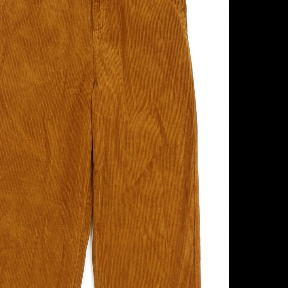 Zara Womens Brown Cotton Flared Jeans Size 6 L26 in Regular Zip
