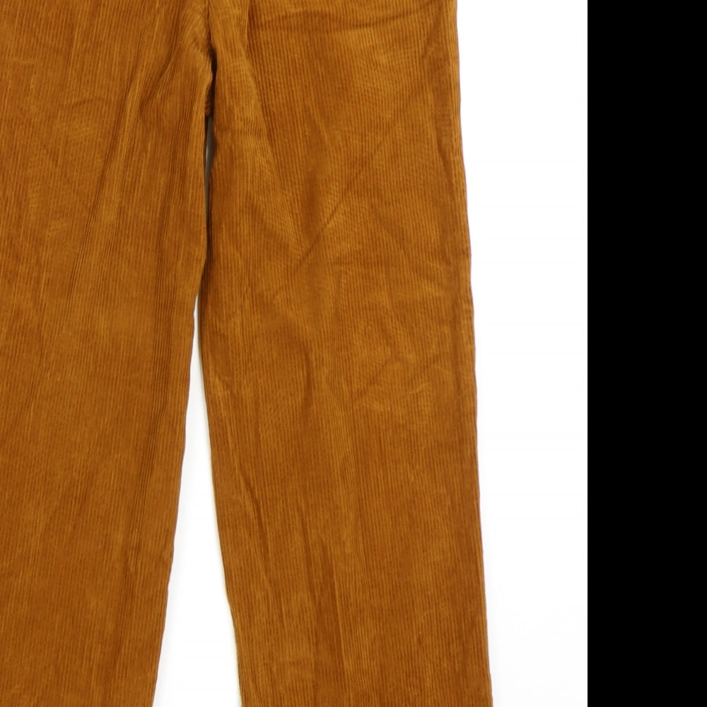 Zara Womens Brown Cotton Flared Jeans Size 6 L26 in Regular Zip