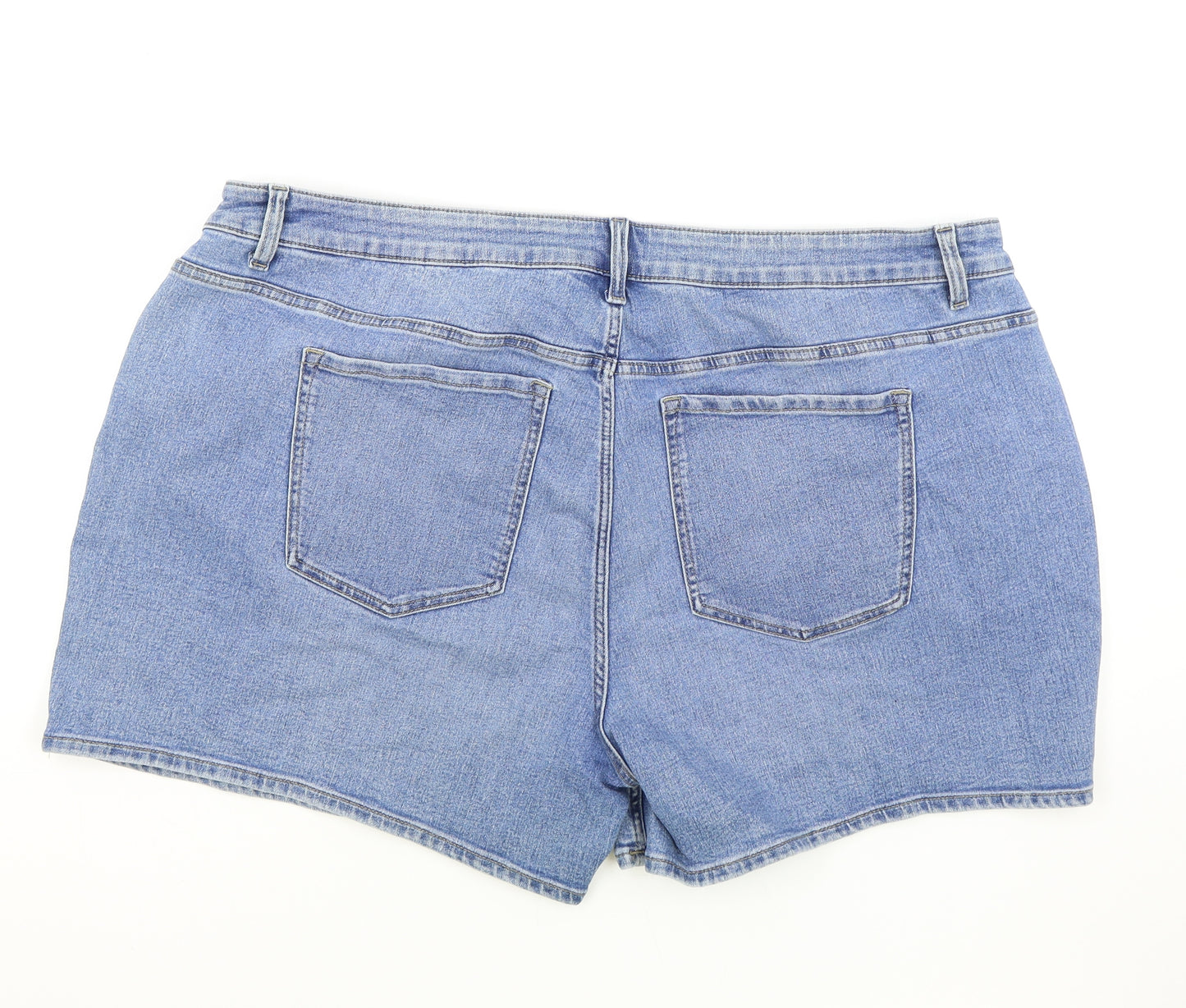 Marks and Spencer Womens Blue Cotton Hot Pants Shorts Size 24 L5 in Regular Zip