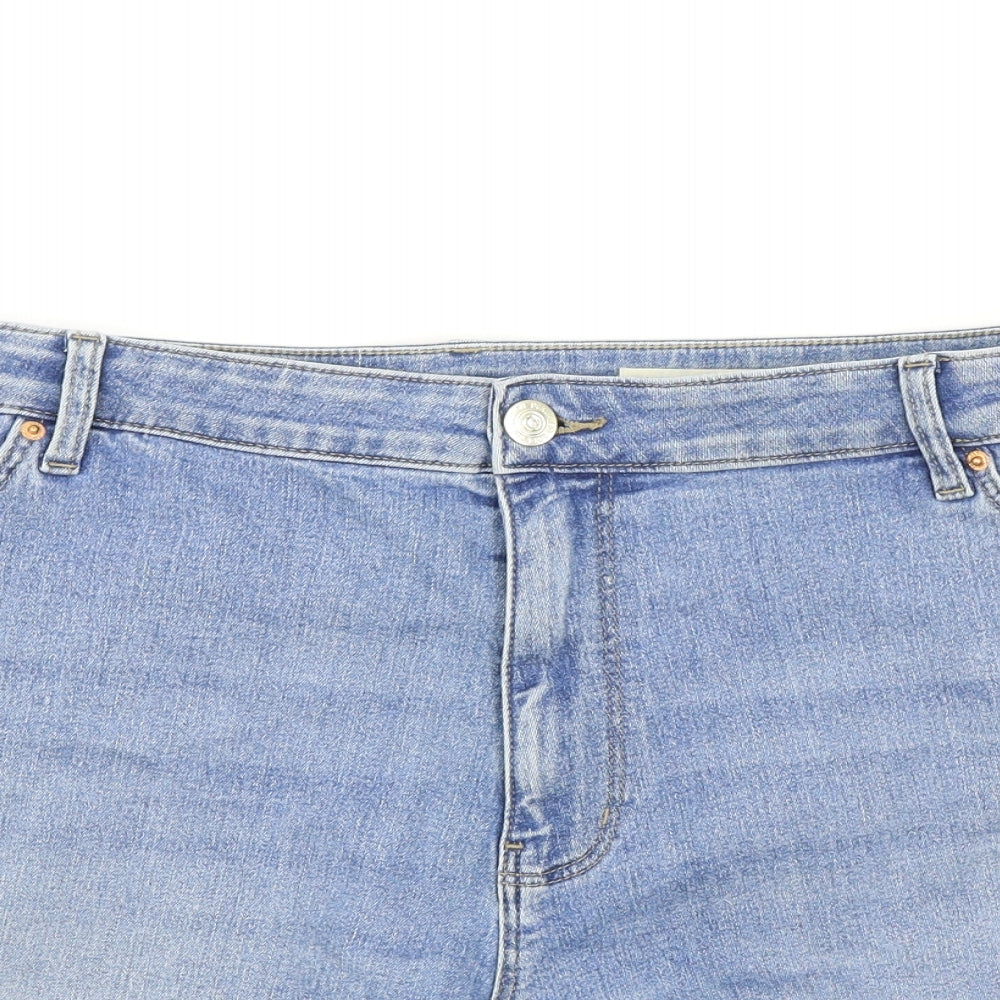 Marks and Spencer Womens Blue Cotton Hot Pants Shorts Size 24 L5 in Regular Zip
