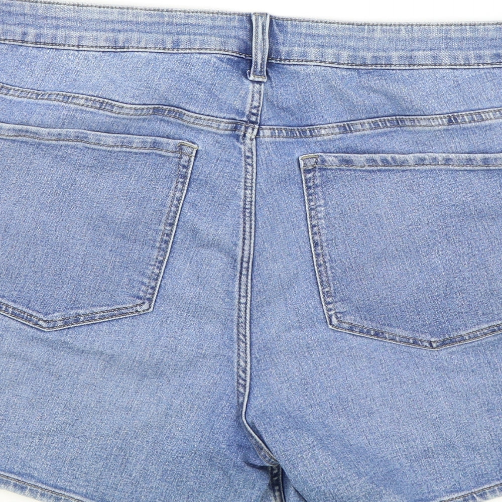 Marks and Spencer Womens Blue Cotton Hot Pants Shorts Size 24 L5 in Regular Zip