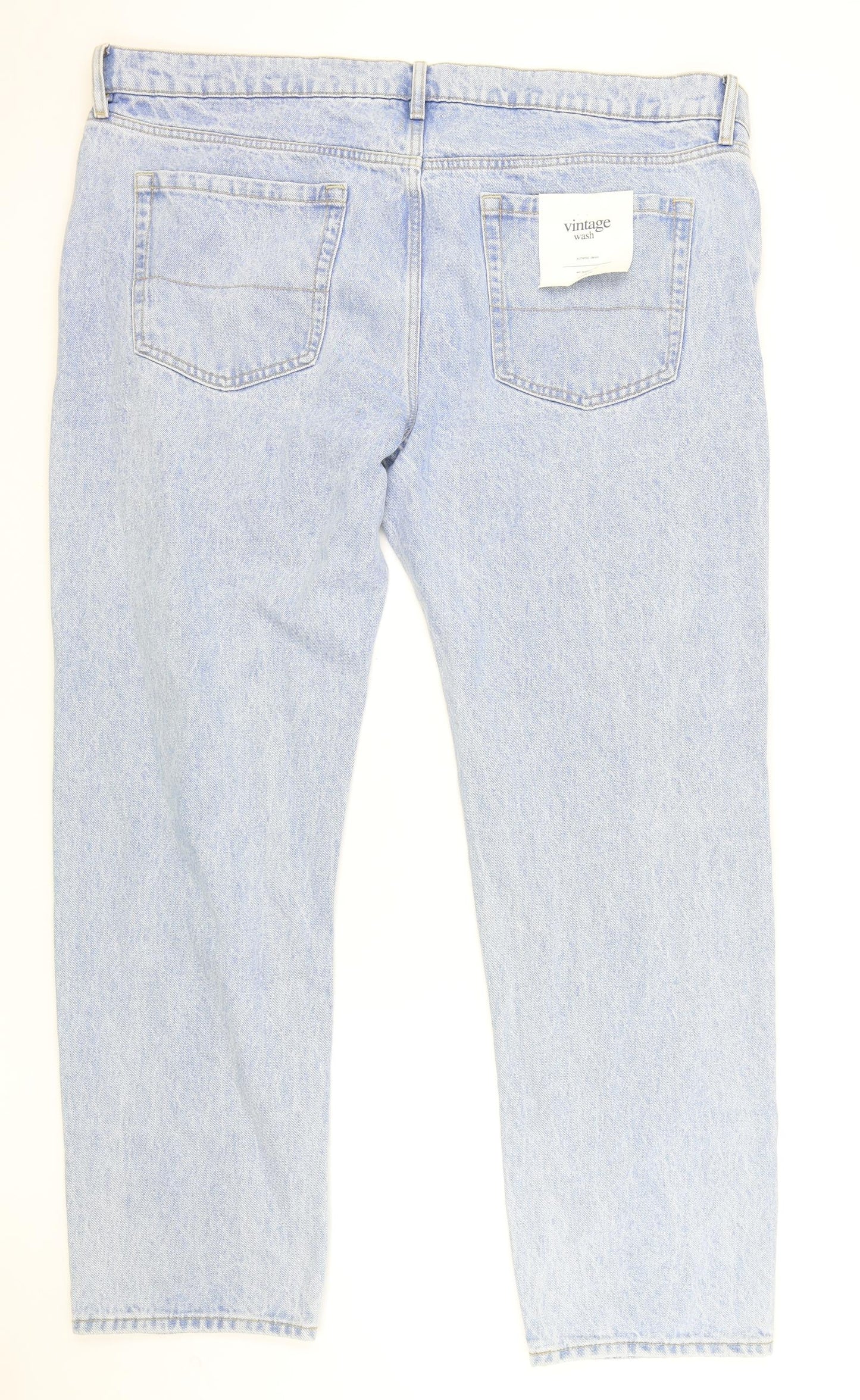 Marks and Spencer Mens Blue Cotton Straight Jeans Size 44 in L33 in Regular Zip
