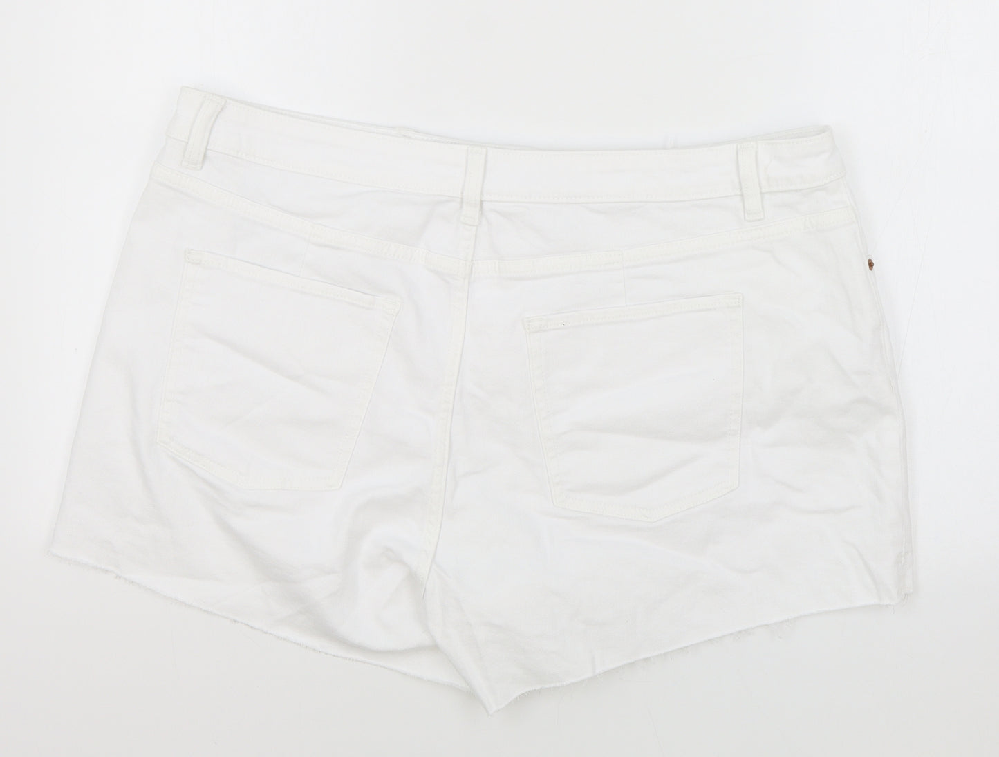Marks and Spencer Womens White Cotton Hot Pants Shorts Size 20 in Regular Zip
