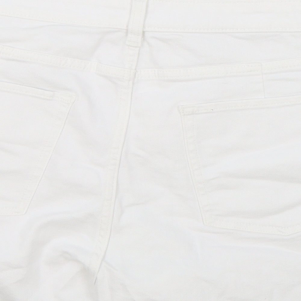 Marks and Spencer Womens White Cotton Hot Pants Shorts Size 20 in Regular Zip