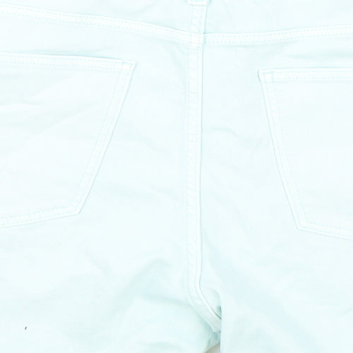 Marks and Spencer Womens Green Cotton Boyfriend Shorts Size 22 L5 in Regular Zip - Peppermint Green