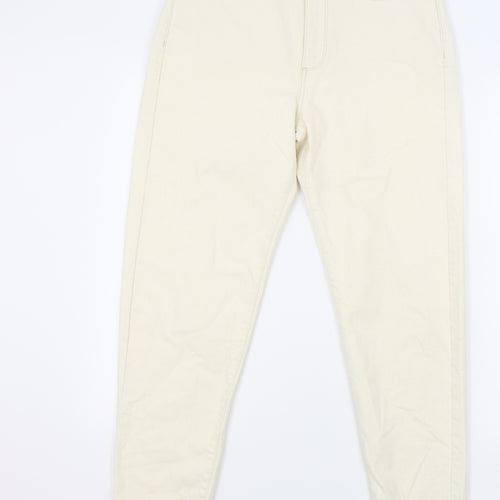 Marks and Spencer Mens Ivory Cotton Tapered Jeans Size 30 in L31 in Regular Zip