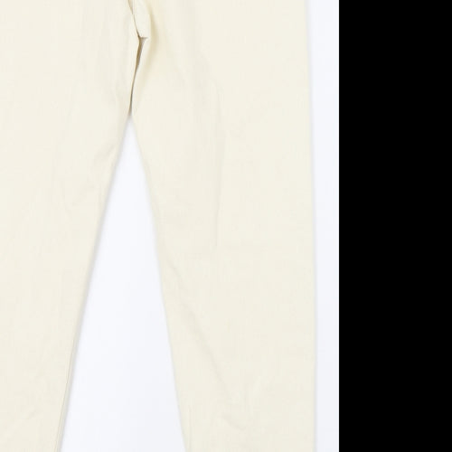 Marks and Spencer Mens Ivory Cotton Tapered Jeans Size 30 in L31 in Regular Zip