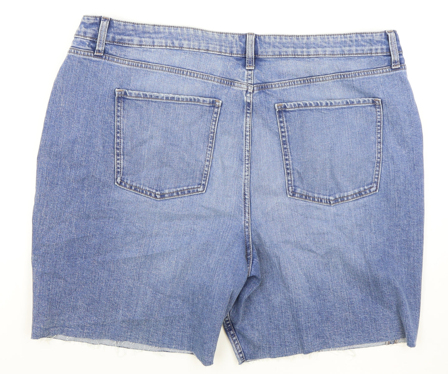 Marks and Spencer Womens Blue Cotton Bermuda Shorts Size 22 L6 in Regular Zip