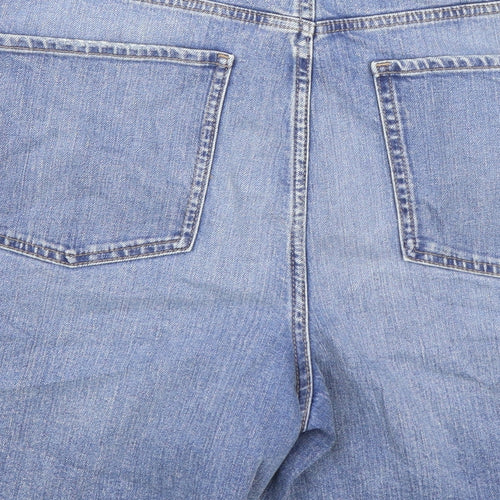 Marks and Spencer Womens Blue Cotton Bermuda Shorts Size 22 L6 in Regular Zip