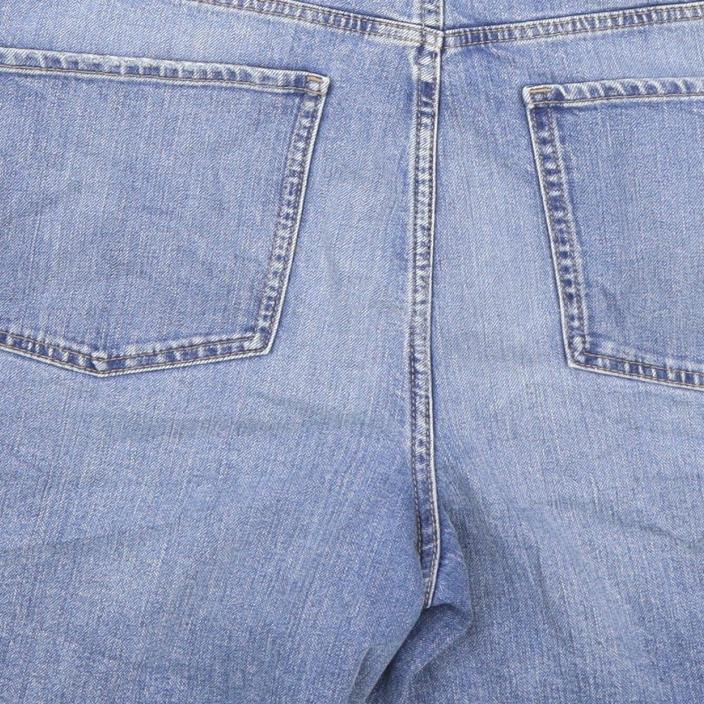 Marks and Spencer Womens Blue Cotton Bermuda Shorts Size 22 L6 in Regular Zip