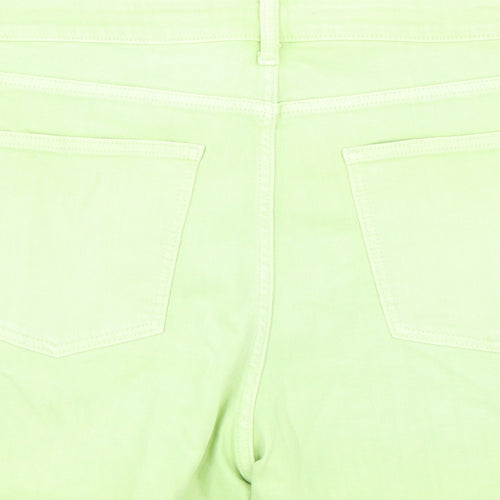 Marks and Spencer Womens Green Cotton Boyfriend Shorts Size 22 L5 in Regular Zip