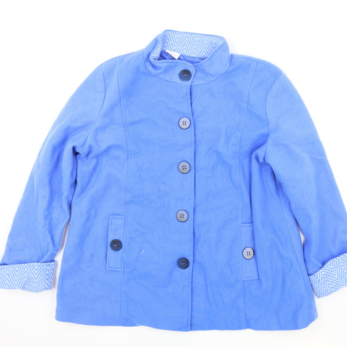 Anne De Lancay Womens Blue Jacket Coat Size L Button