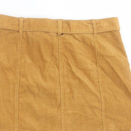 George Womens Yellow Cotton A-Line Skirt Size 10 Button