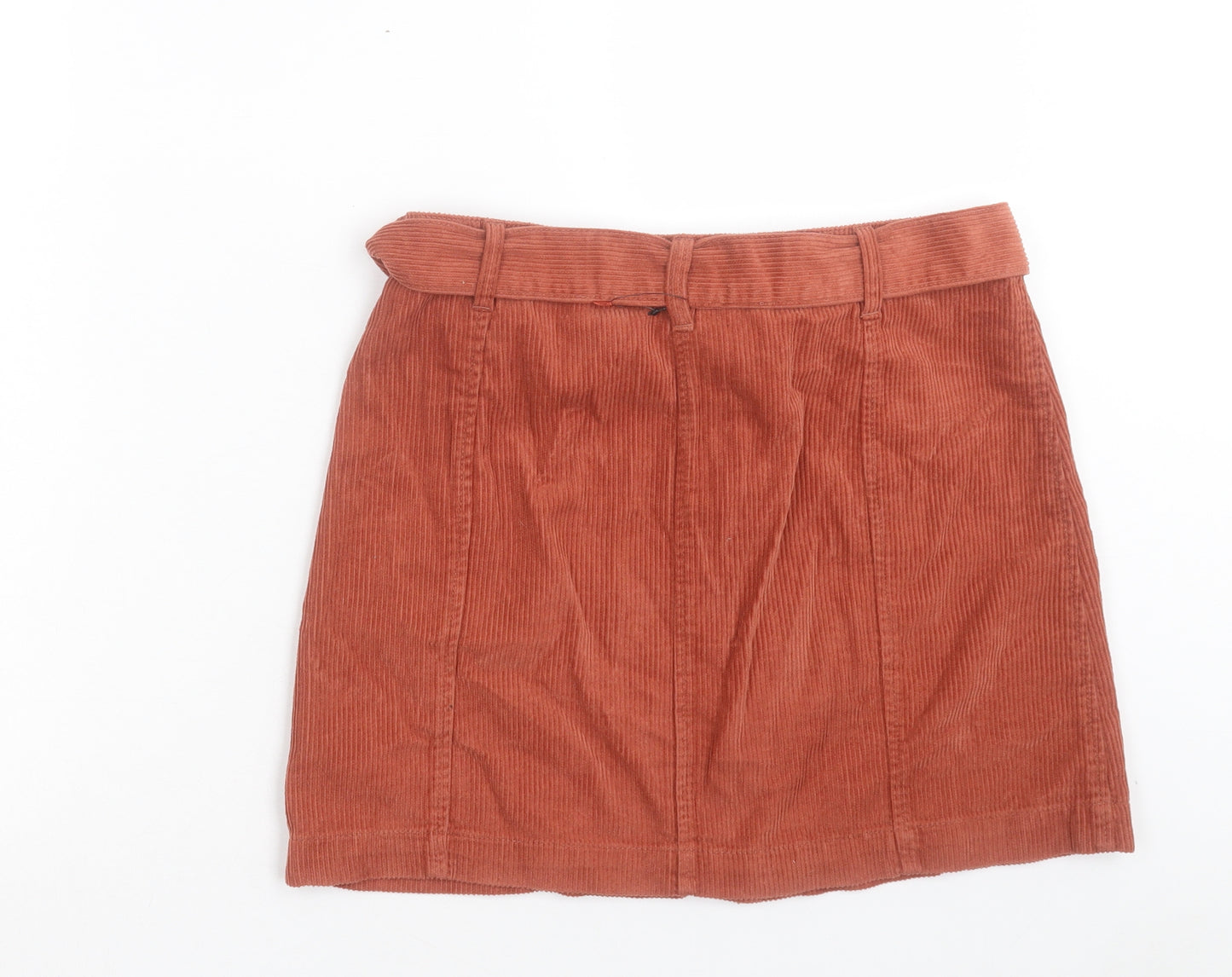 George Womens Brown Cotton A-Line Skirt Size 10 Button