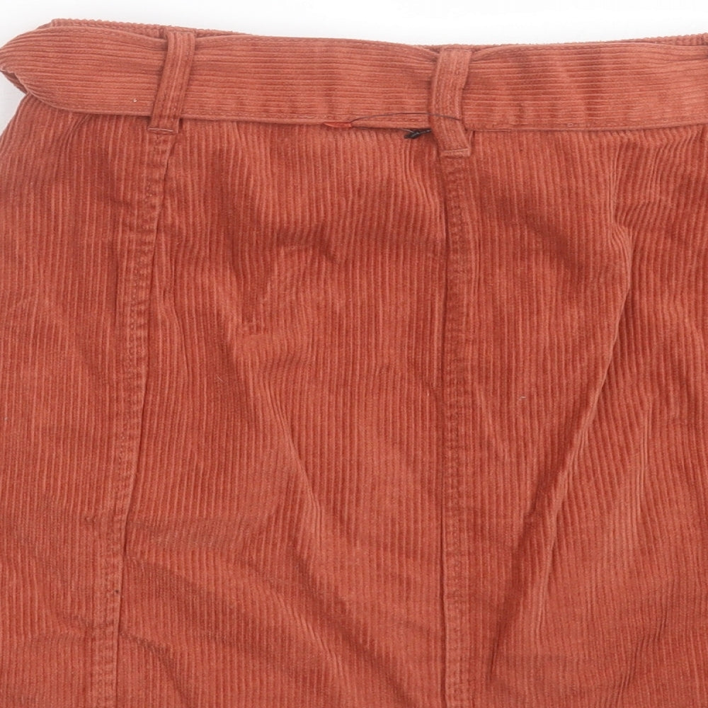 George Womens Brown Cotton A-Line Skirt Size 10 Button