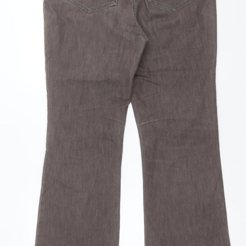 Marks and Spencer Womens Brown Cotton Wide-Leg Jeans Size 16 L30 in Regular Button