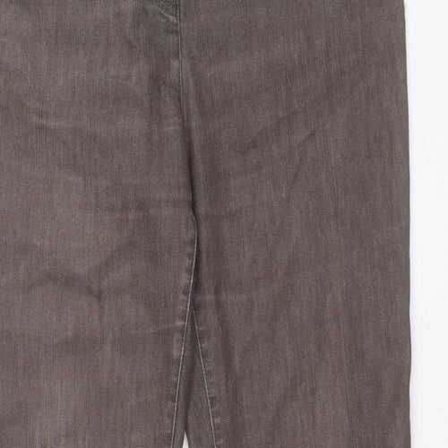 Marks and Spencer Womens Brown Cotton Wide-Leg Jeans Size 16 L30 in Regular Button