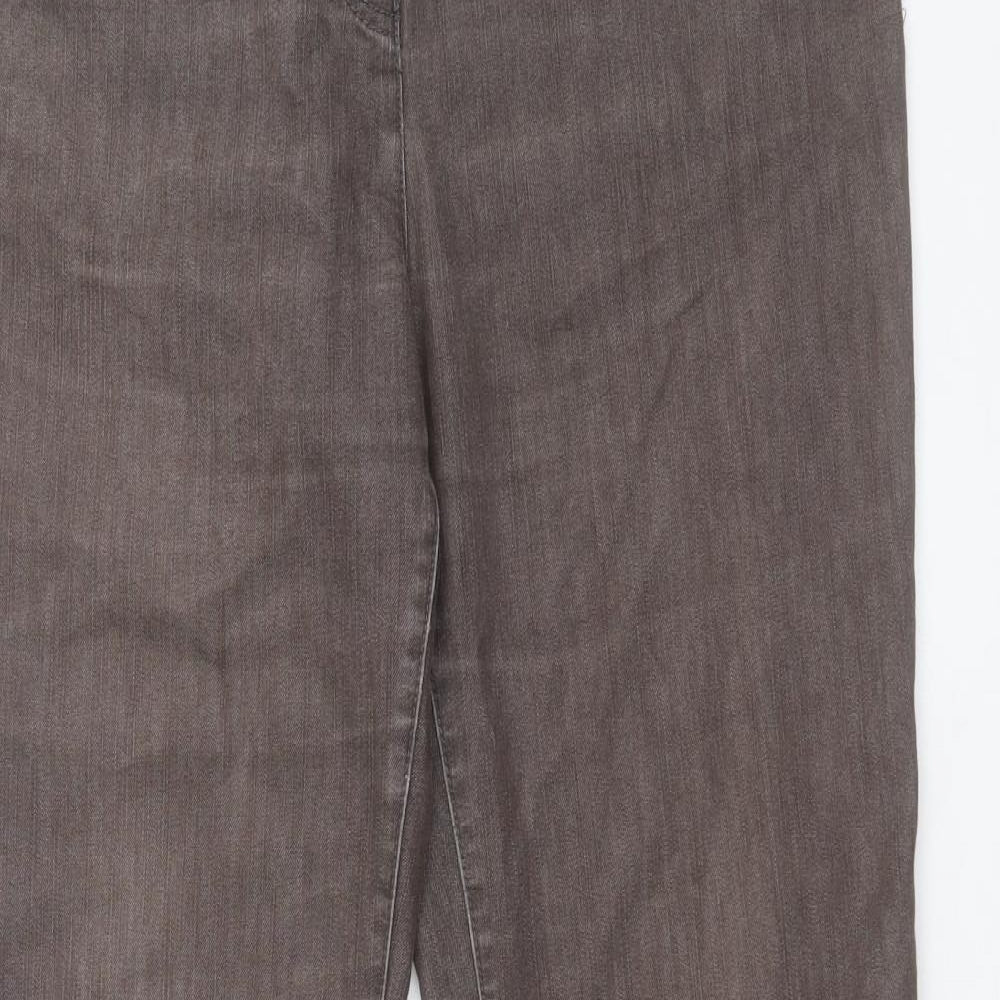 Marks and Spencer Womens Brown Cotton Wide-Leg Jeans Size 16 L30 in Regular Button