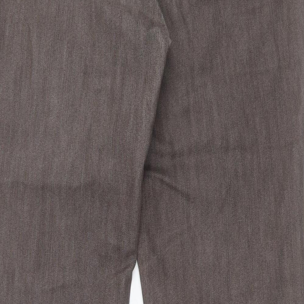 Marks and Spencer Womens Brown Cotton Wide-Leg Jeans Size 16 L30 in Regular Button
