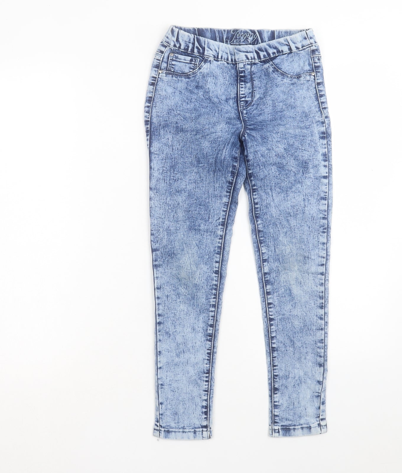 George Girls Blue Cotton Jegging Trousers Size 8-9 Years Regular Pullover