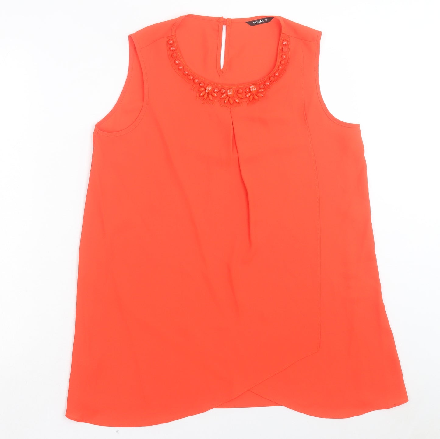 Roman Womens Orange Polyester Basic Tank Size 12 Scoop Neck