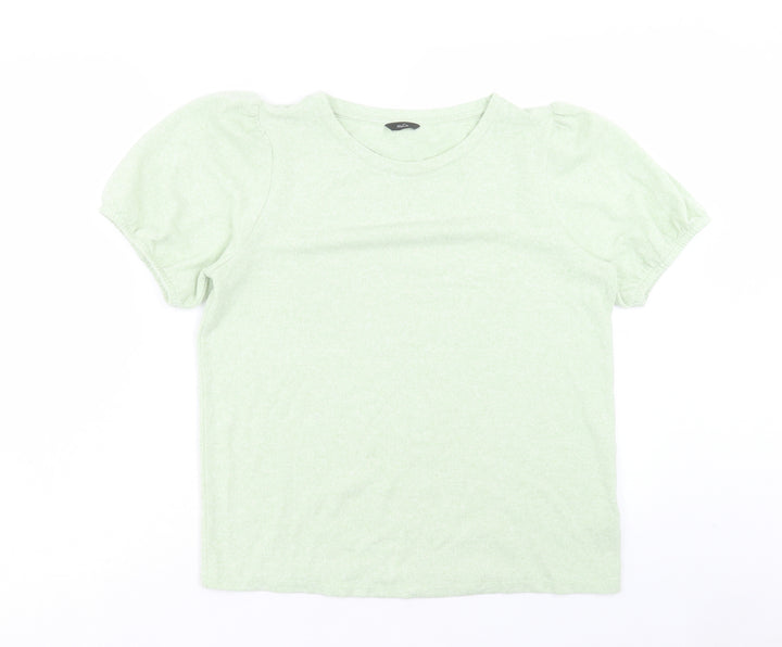 M&Co Womens Green Polyester Basic T-Shirt Size 14 Crew Neck - Balloon Sleeve