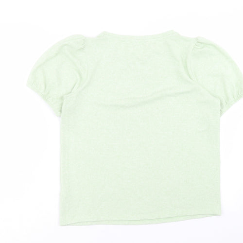 M&Co Womens Green Polyester Basic T-Shirt Size 14 Crew Neck - Balloon Sleeve
