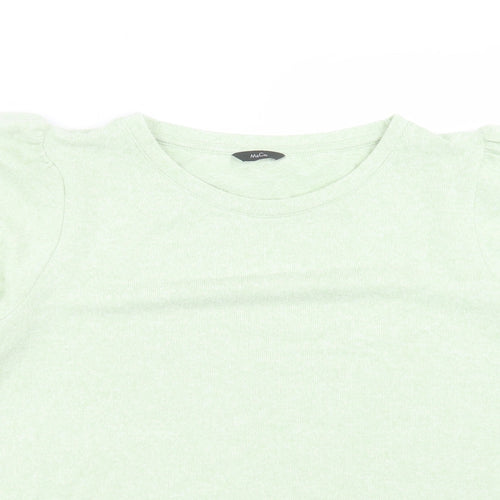 M&Co Womens Green Polyester Basic T-Shirt Size 14 Crew Neck - Balloon Sleeve