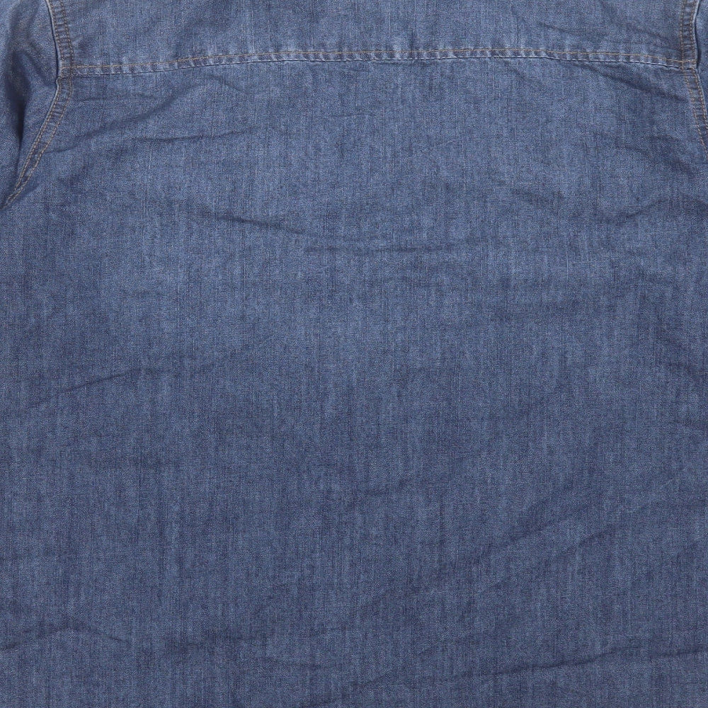 George Womens Blue Cotton Basic Button-Up Size 16 Collared