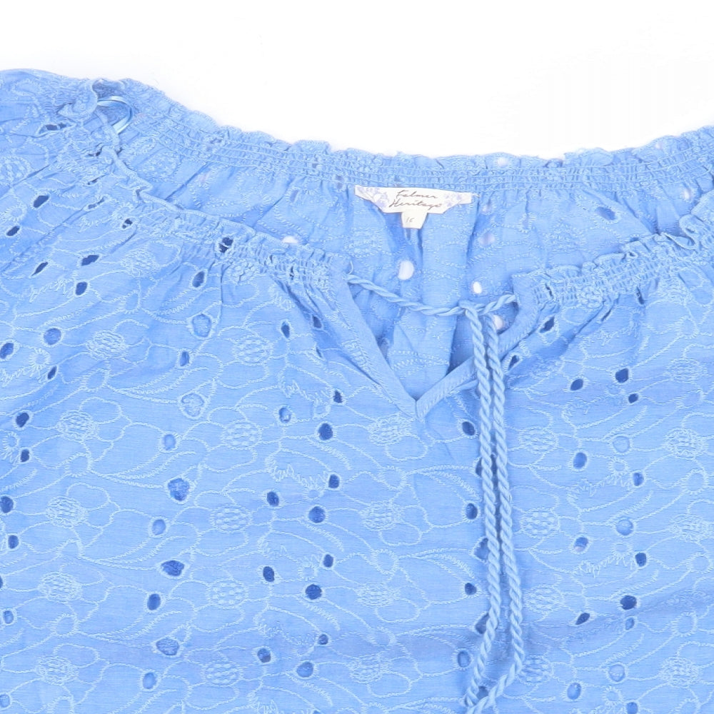 Matalan Womens Blue Cotton Basic T-Shirt Size 16 V-Neck