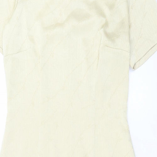 Lyndella Womens Gold Polyester Sheath Size 12 Crew Neck Zip
