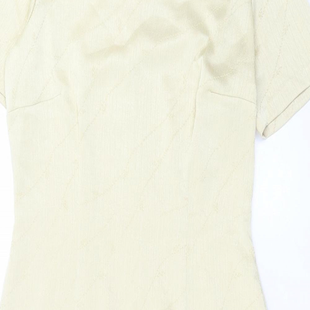 Lyndella Womens Gold Polyester Sheath Size 12 Crew Neck Zip