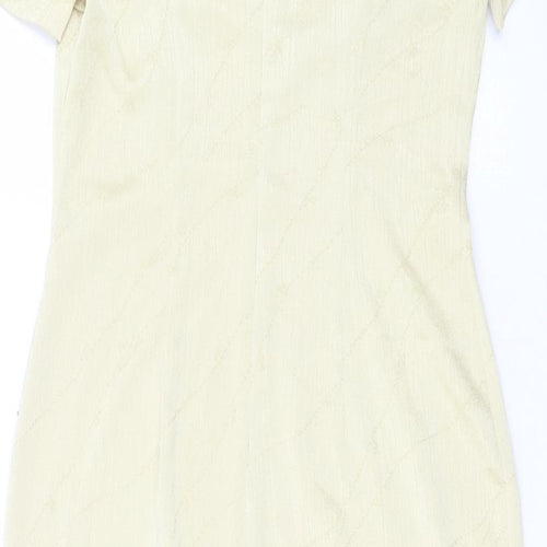 Lyndella Womens Gold Polyester Sheath Size 12 Crew Neck Zip