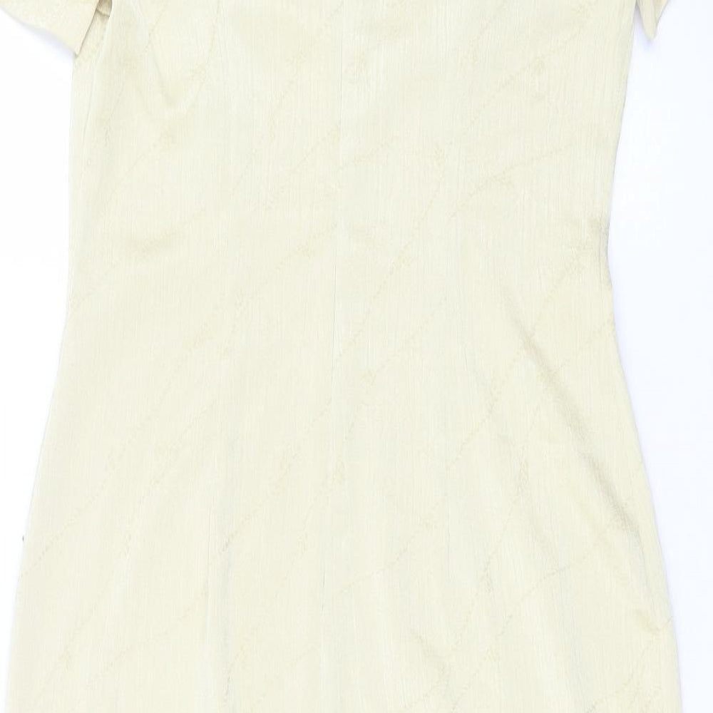 Lyndella Womens Gold Polyester Sheath Size 12 Crew Neck Zip