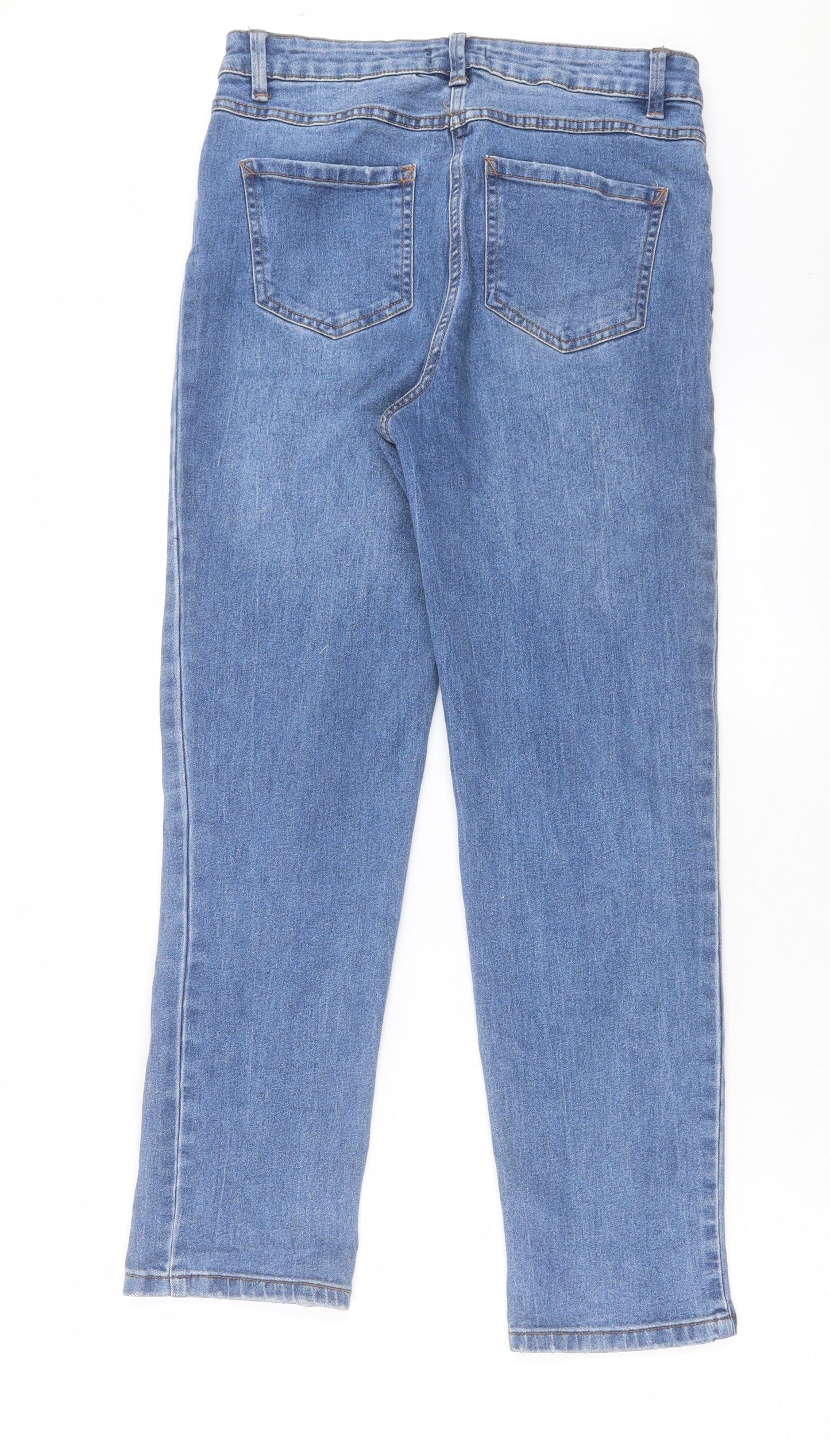 Papaya Womens Blue Cotton Straight Jeans Size 10 L27 in Regular Button