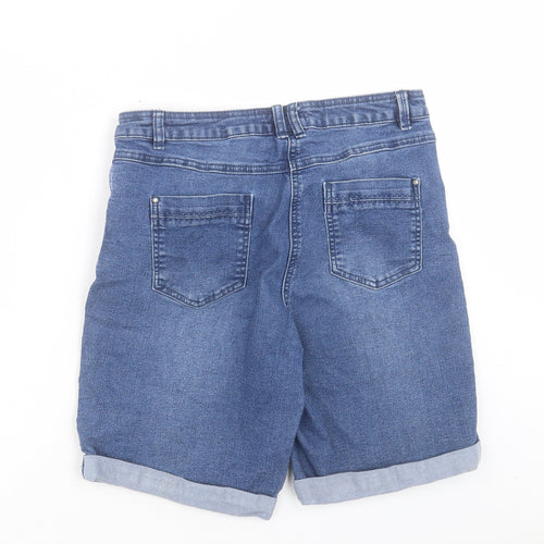 M&Co Womens Blue Cotton Bermuda Shorts Size 16 L8 in Regular Button